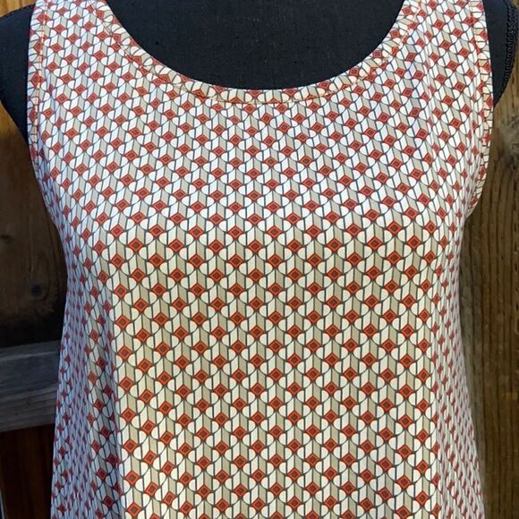 Max Edition dress layered double slinky red orange geometric Sz Small - Picture 3 of 5